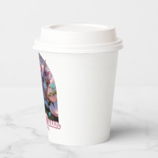 Weißes Einhorn mit Flügeln - Magic Queen Papieren Bekers (Links)