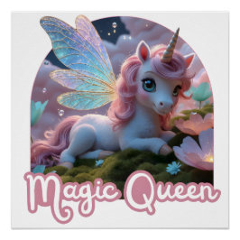 Weißes Einhorn mit Flügeln - Magic Queen Perfect Poster