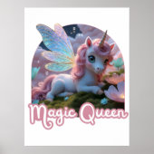 Weißes Einhorn mit Flügeln - Magic Queen Poster (Voorkant)