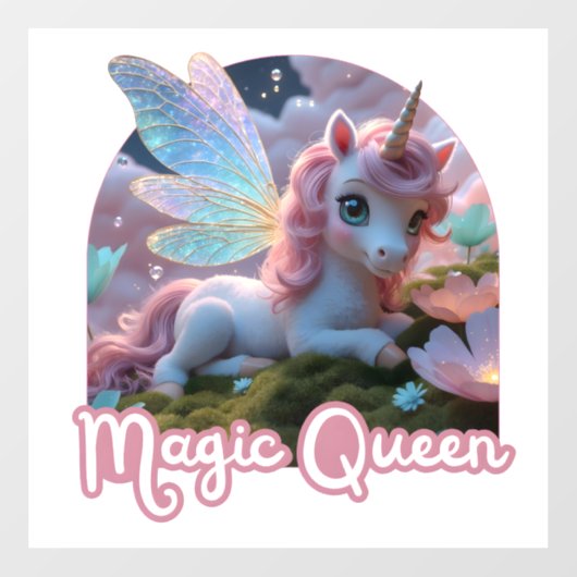 Weißes Einhorn mit Flügeln - Magic Queen Raamsticker (Vel)
