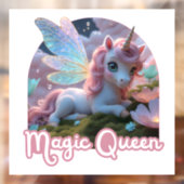 Weißes Einhorn mit Flügeln - Magic Queen Raamsticker (Vel 2)