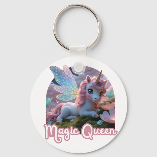Weißes Einhorn mit Flügeln - Magic Queen Sleutelhanger (Voorkant)