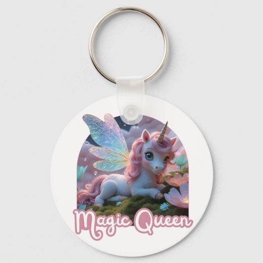 Weißes Einhorn mit Flügeln - Magic Queen Sleutelhanger (Voorkant)