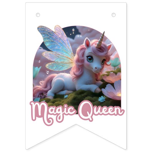 Weißes Einhorn mit Flügeln - Magic Queen Vlaggetjes (Tweede vlag)