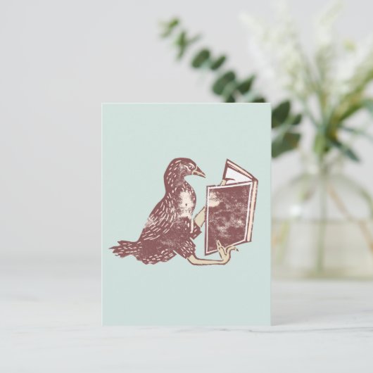 Weka Bird leest een boek Briefkaart (Staand voorkant)