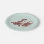 Weka Bird leest een boek Papieren Bordje (Gekanteld)