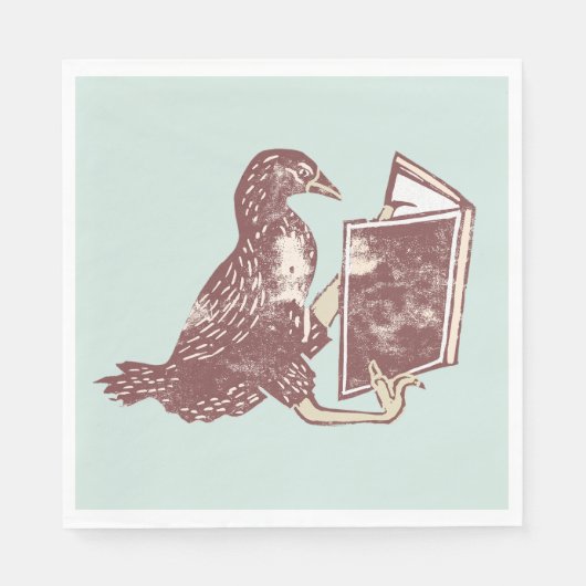 Weka Bird leest een boek Servet (Voorkant)