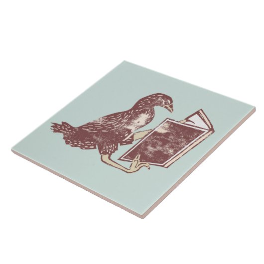 Weka Bird leest een boek Tegeltje (Zijkant)