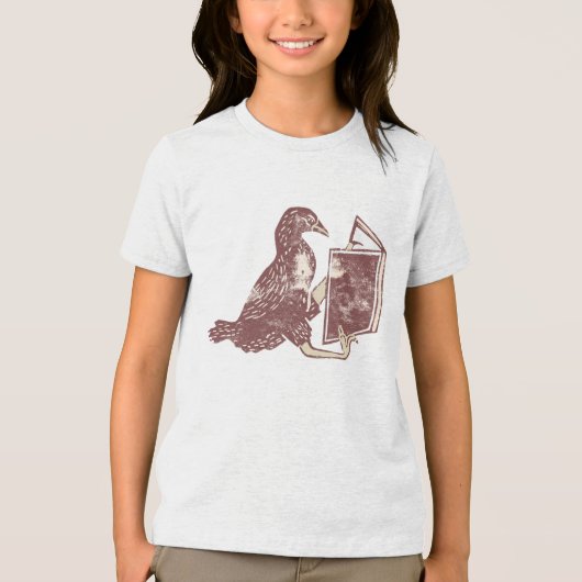 Weka Bird leest een boek Tri-Blend Shirt (Voorkant)