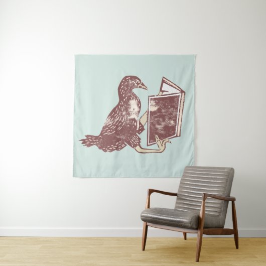 Weka Bird leest een boek Wandkleed (In situ)