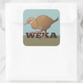 Weka Nieuw-Zeelandse vogel Vierkante Sticker (Tas)