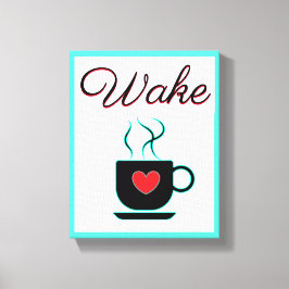Wekbord voor Keuken, Koffie, Turquoise, Rood, Zwar Canvas Afdruk