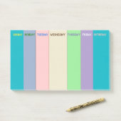Wekelijks aan-uitvoerlijst van whimsy kleuren post-it® notes (Op bureau)