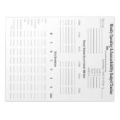 Wekelijks budget voor uitgaven en verantwoording notitieblok (Voorkant)