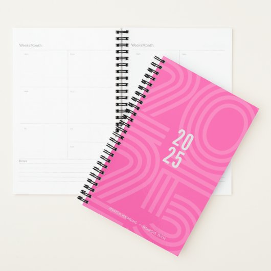 Wekelijks hete roze verstopte spiraal planner (Display)