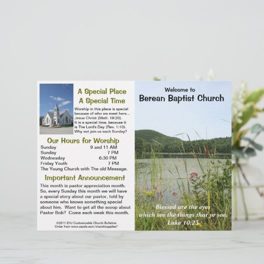  wekelijks kerkbulletin (alleen buiten) (Staand voorkant)