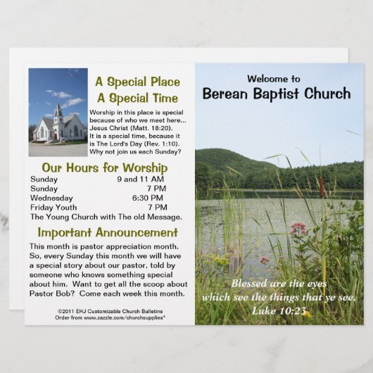  wekelijks kerkbulletin (alleen buiten) (Voorkant / Achterkant)