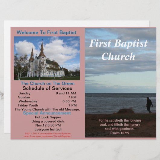  wekelijks kerkbulletin (alleen buiten) (Voorkant / Achterkant)