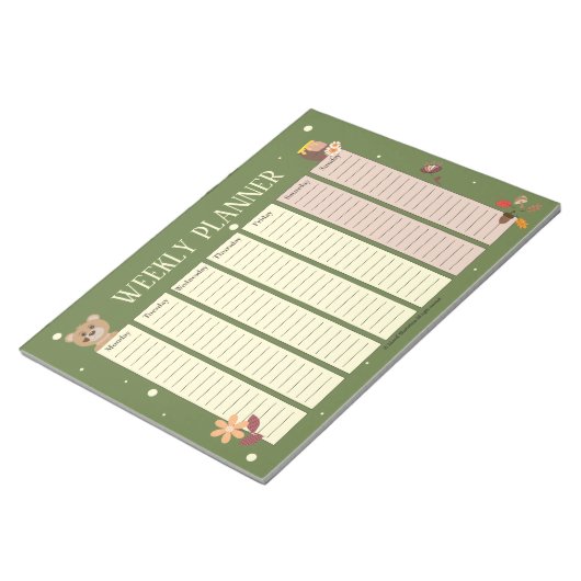 Wekelijks kind Woodland Planner met Beren Blocnote (Schuin)