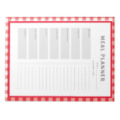 Wekelijks maaltijdbord Rode Gingham-grens Notitieblok (Voorkant)