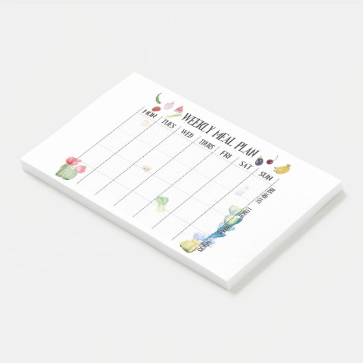 Wekelijks maaltijdplan post-it® notes (Schuin)