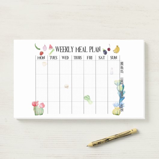 Wekelijks maaltijdplan post-it® notes (Op bureau)