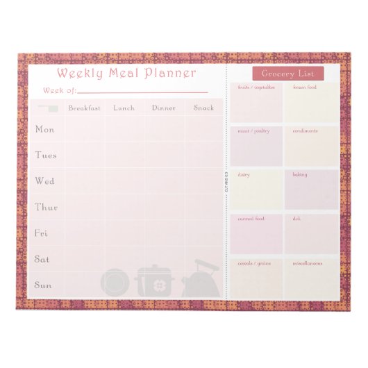 Wekelijks Meal Planner Autumn Metal Notitieblok (Voorkant)