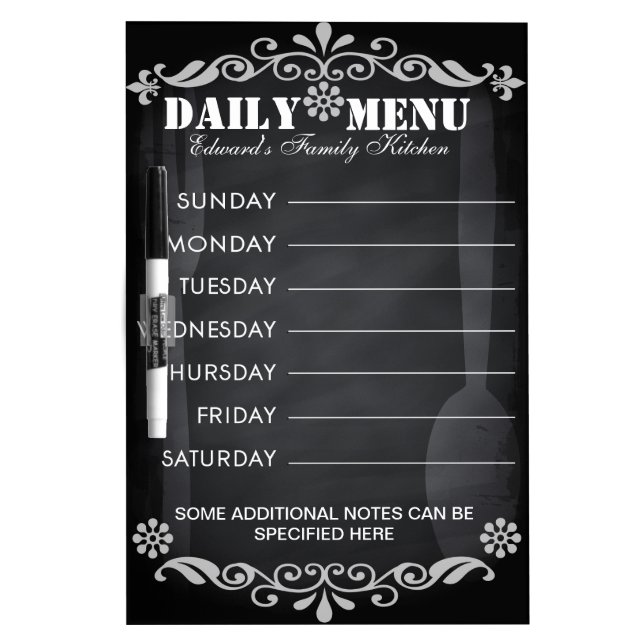 gemiddelde Uitreiken slachtoffer Wekelijks menu Blackboard voor keuken Whiteboard | Zazzle.nl