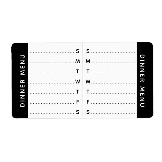 Wekelijks menu of label Planner sticker (Voorkant)