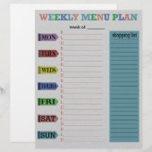 Wekelijks menuplan (Voorkant / Achterkant)