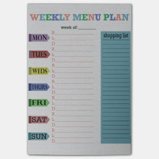 Wekelijks menuplan post-it® notes