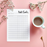 Wekelijks notitieblok van gewone tracker<br><div class="desc">Organiseer je dag met dit wekelijkse habit tracker notitieblok.</div>