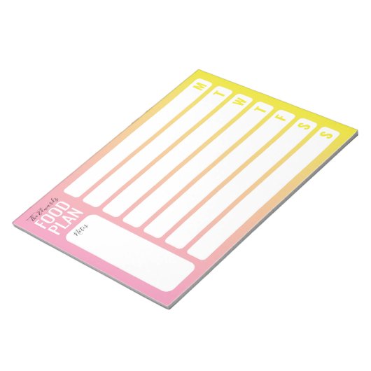 Wekelijks Notitieblok voor maaltijdplanning (Schuin)