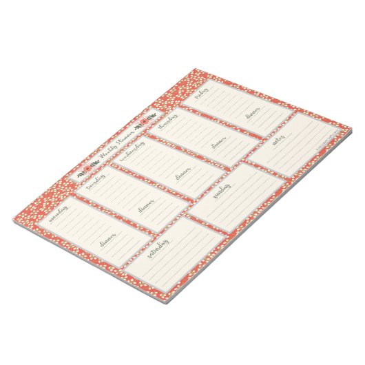 Wekelijks Notitieblok voor planner met menu Dinner (Schuin)