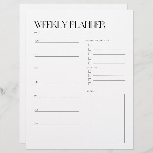 Wekelijks om lijstplanner te doen (Voorkant / Achterkant)