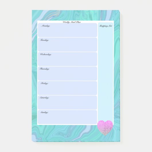 Wekelijks overzicht van de kooplijst van vloeibare post-it® notes (Voorkant)