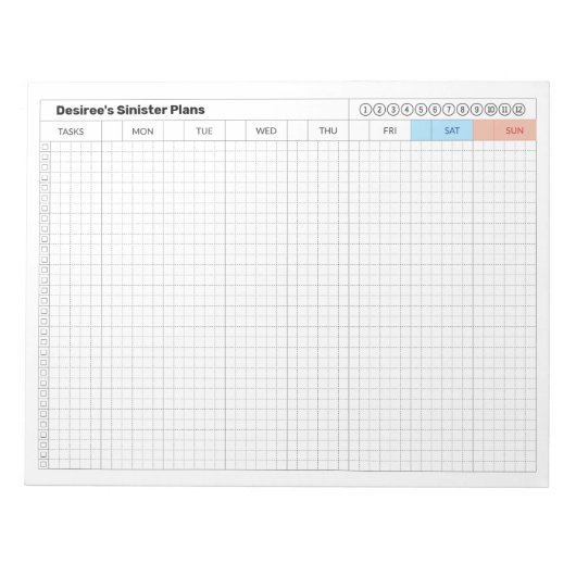 Wekelijks plan - Sinister Plan Notitieblok (Voorkant)