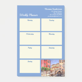Wekelijks Planner Venice Italië Pen Waterverf Post-it® Notes
