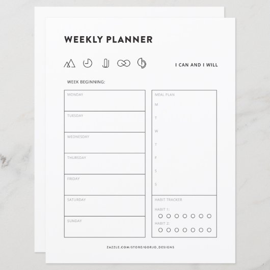 Wekelijks plannerschema om de organisator van het  (Voorkant / Achterkant)
