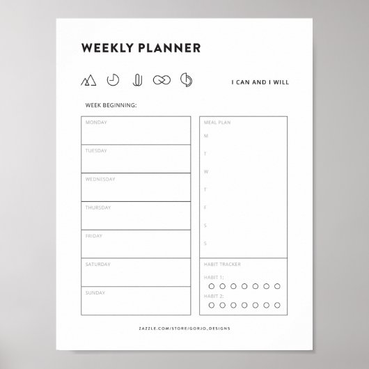 Wekelijks plannerschema om de organisator van het  poster (Voorkant)