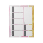 Wekelijks roze en gouden Waterverf-patroonblok Notitieblok (Linkerzijde)