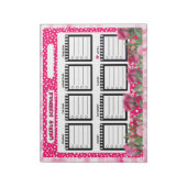 Wekelijks schema met roze rozen notitieblok (Linkerzijde)