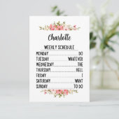 wekelijks schema voor pensionering met persoonlijk bedankkaart (Staand voorkant)