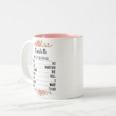 wekelijks schema voor pensionering met persoonlijk tweekleurige koffiemok (Voorkant links)