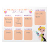 Wekelijks schoonmaakschema checklist sjabloon chic notitieblok (Voorkant)