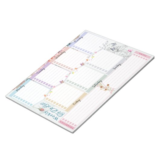 Wekelijks te doen Lijst Bloem Vlinder Thema Notitieblok (Schuin)