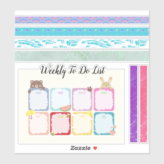 Wekelijks te doen lijst en washi Sticker set blad. (Vel)