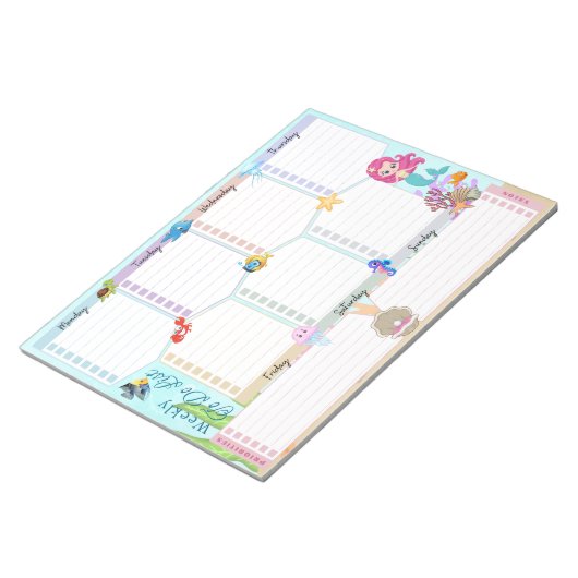 Wekelijks te doen lijst onder het Zee Mermaid Mult Notitieblok (Schuin)