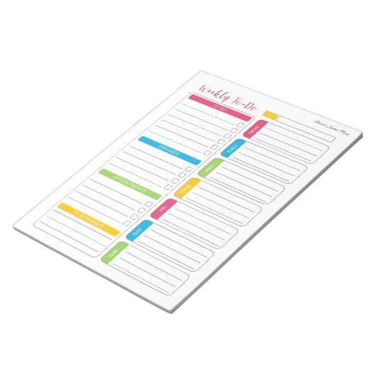 Wekelijks to-do-list aangepast Notitieblok (Schuin)