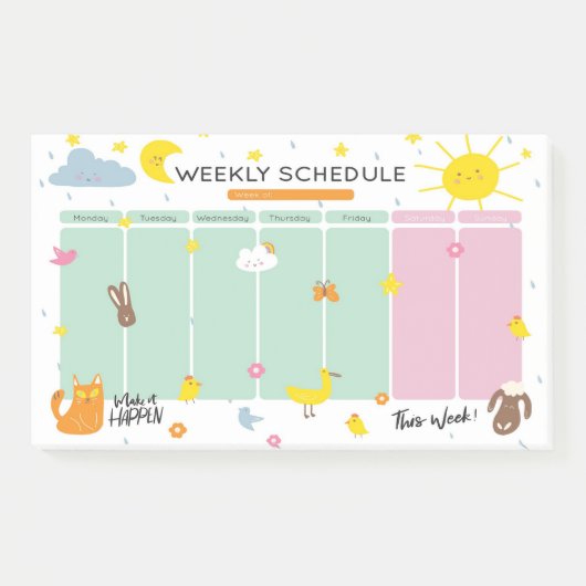 Wekelijkse agenda Post-it® notities Notes (Voorkant)